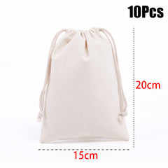 Calico Bags with Drawstring – Cotton Drawstring Bags in Bulk, 8 Sizes, 10 to 100 Pack