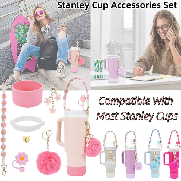 Stanley Cup Tumbler Accessories Set Water Bottle Handle Strap Charms Straw Cover