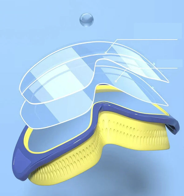 Swim goggles lens close up