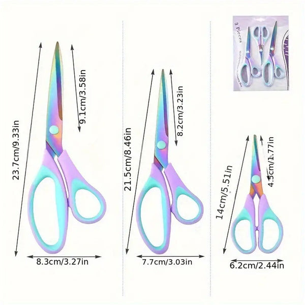 3PCS Craft Scissor Titanium Soft Grip Sewing Scissor Set for Fabric Dressmaking