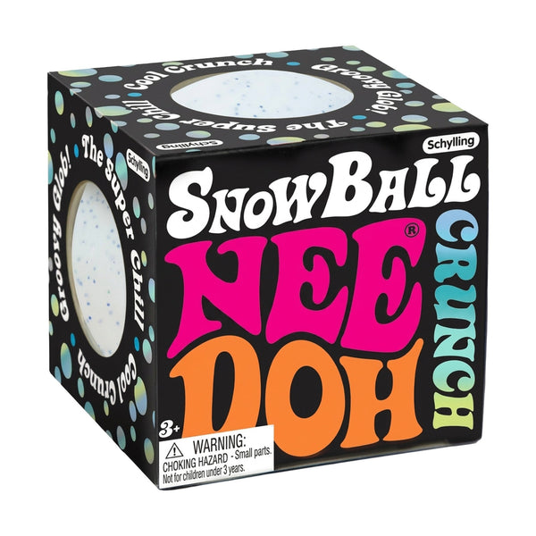Snowball crunch stress ball box, side view