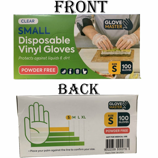 100PCS Clear Vinyl Disposable Gloves Powder Free Food Safe Protective Gloves