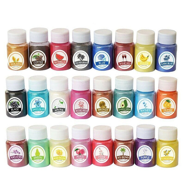 24 Colors Natural Mica Powder DIY Wax Candle Melts Bath Bombs Cosmetic Soap Dye