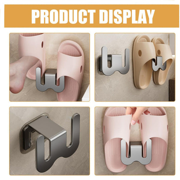 Wall Mounted Slippers Storage Rack Drying Shoe Hanger Rack Without Drill Holder