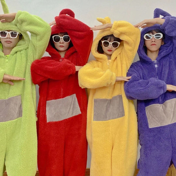 Teletubbies-Adult Jumpsuit Party Fancy Dress Up Unisex Outfit Halloween Costume