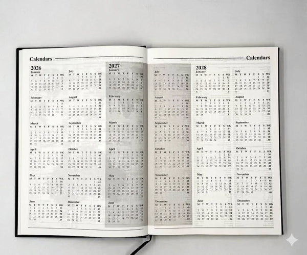 2027 A4 Week To ViewBlack Hard Cover Office Planner Calendar Journal AU