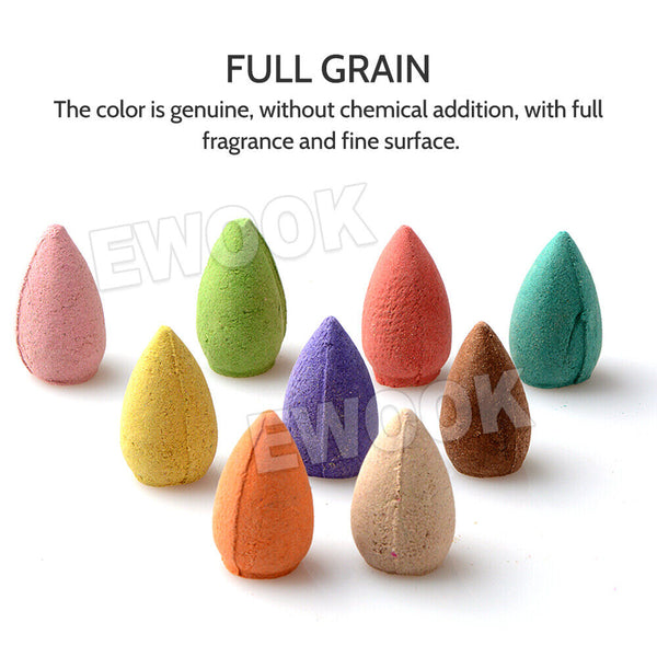 Backflow Ceramic Mountain Waterfall Smoke Incense Burner Cones Holder + 110 Cone
