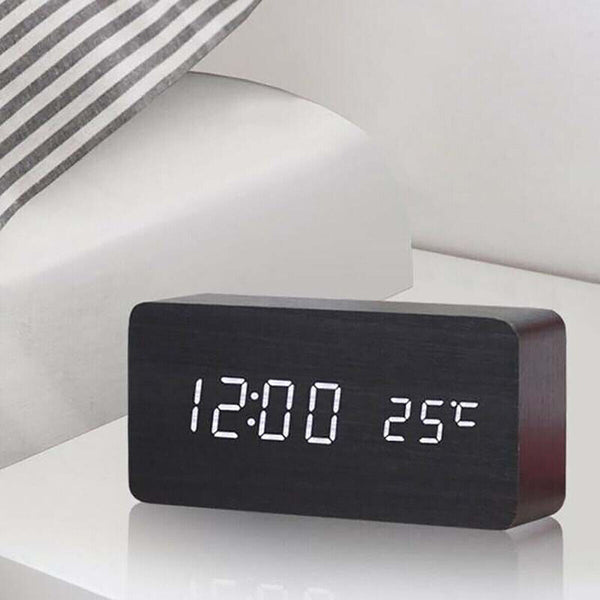 Wooden Alarm Clock Modern Digital Desk Clock Decorative Gift Wood Craft Home