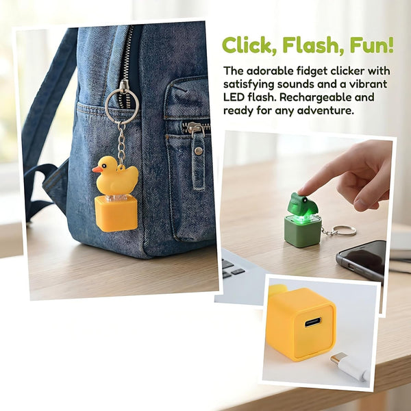 2X Rechargeable Duck Frog Keychain Button with Sound Keyboard Clicker Fidget Toy
