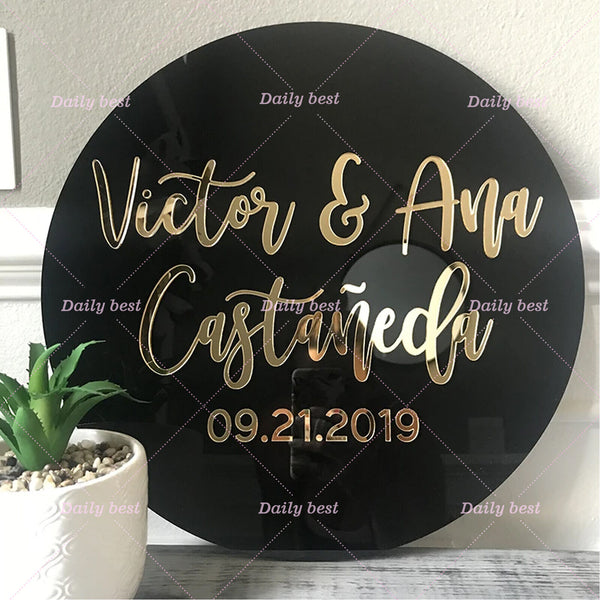 60cm Black Round Acrylic Board Wedding Welcome Sign Circle Baby Shower Engagemen