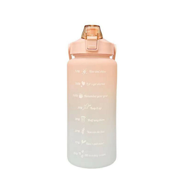 2L Sports Water Bottle Large Capacity Straw Time Motivational Cup Fitness Jugs