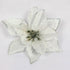 Silver glitter poinsettia flower, 13 cm