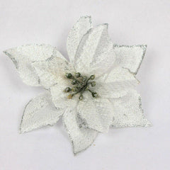 Christmas Poinsettia Flowers 20 Pack – 13cm Glitter Christmas Tree Decorations
