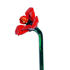 5PCS Glass Flower Figurines Decorative Rose Lotus Bouquet Ornaments Home Décor