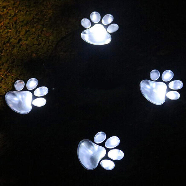 Lawn 4 Paw Print Lights Walkway Dog Path Patio Yard Solar Cute Decor Garden LED