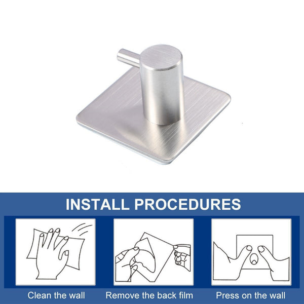 5pcs Adhesive Hooks Stainless Steel Hooks for Home Office and Outdoor Hanging AU