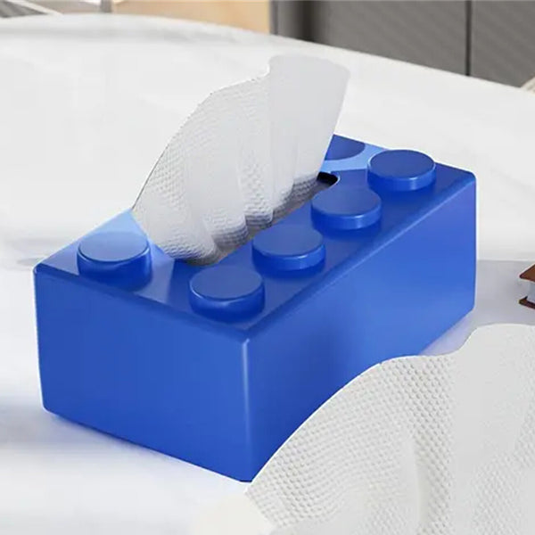 Building Block Tissue Box Cover | Creative Tissue Dispenser Storage Holder for Home Car Desk