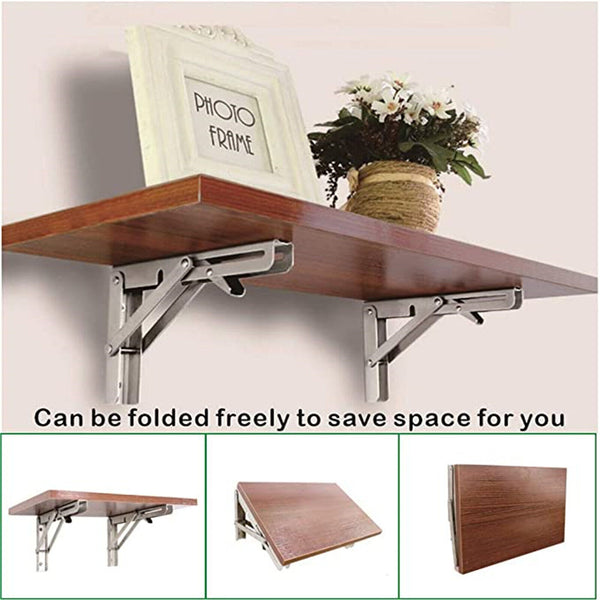 2PCS Stainless Steel Folding Table Bracket Shelf Bench Load Heavy Duty