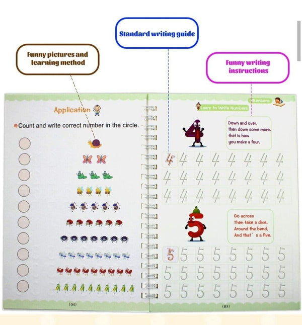 4 Kids Magic Handwriting Copybook Reused Groove Practice Calligraphy Book Number