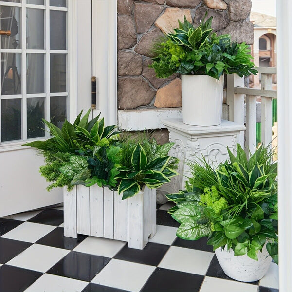 18Pcs Outdoor Artificial Plants UV Resistant Real Touch Fake Greenery Stems Faux