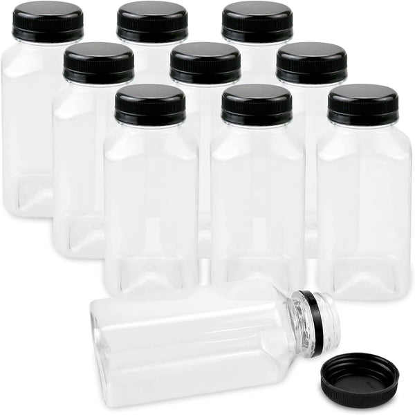 250ml Square Juice Bottle Clear Plastic Refillable Empty Water Drink Bottles