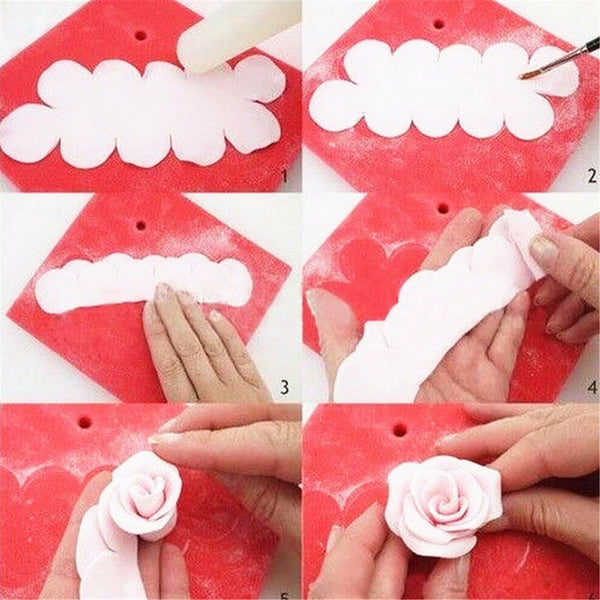 6PCS Cake Rose Sugar Mould Baking Flower Cutter Decorating Tool Fondant Mold AUS