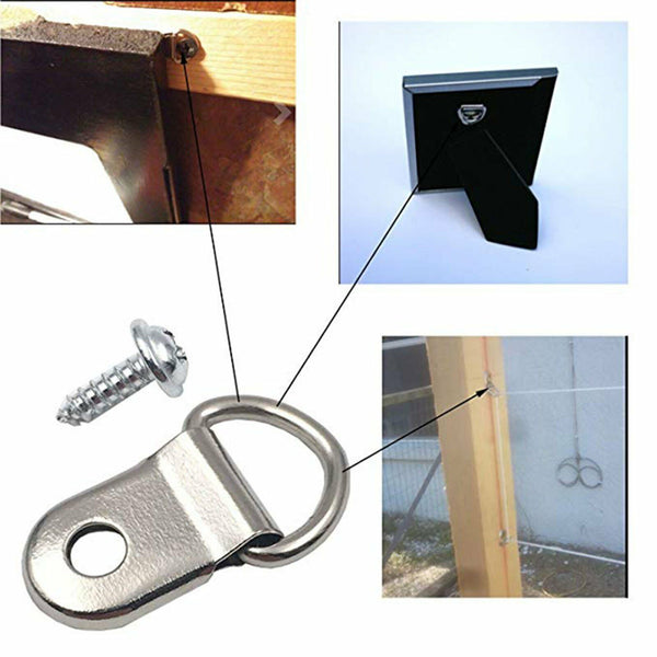 20/60/100 Pcs D-Ring Painting Picture Wall Frame Hanger Hanging Hooks +Screws AU