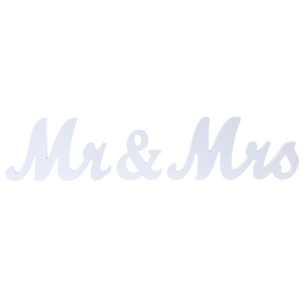 Mr & Mrs Wooden Wedding Sign White | Romantic Reception Table Decoration