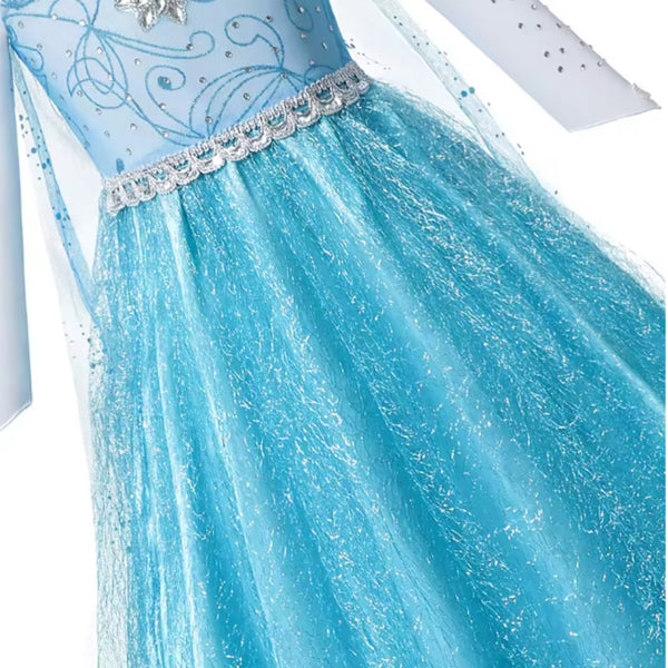 Kids Ice Princess Dress Costume Girls Fairy Tale Ball Gown Wig Book Week Party