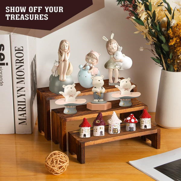 3 Tier Wooden Display Riser Cupcake Perfume Organizer Stand