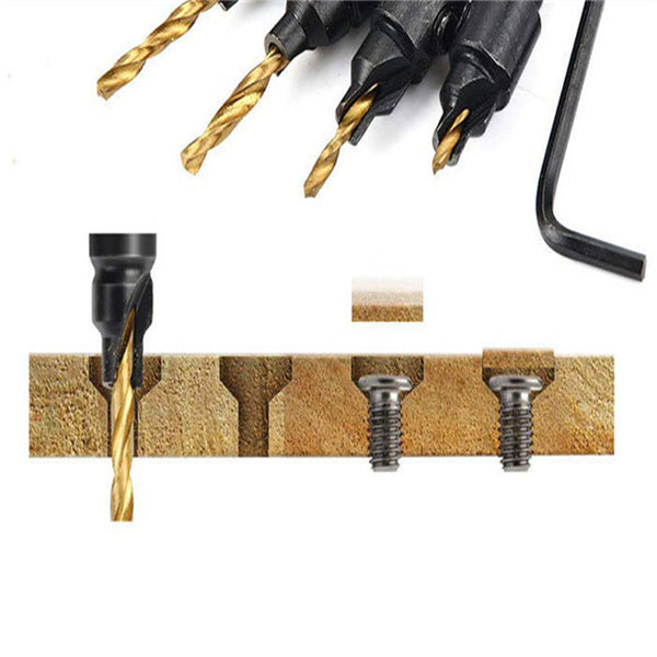 4/5PCS Screw Countersink Bit Set Pilot Holre Drill Metal Plastic Wood Hex Shank