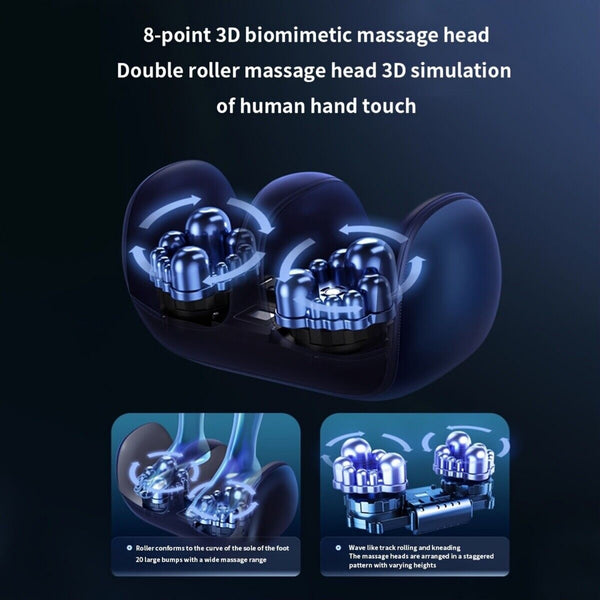Foot Massager - Electric Shiatsu Kneading Leg & Calf Massage Machine with Heat (Navy Blue)