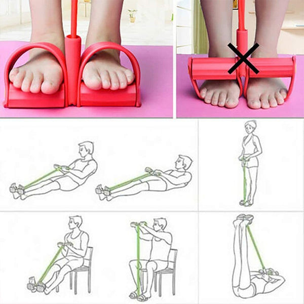 Multi-Function Exercise Tension Rope | Foot Pedal Resistance Fitness Pull Bands AU