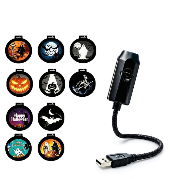 Plug and Play HD Star Projector Halloween Christmas Projector USB 360° Rotating