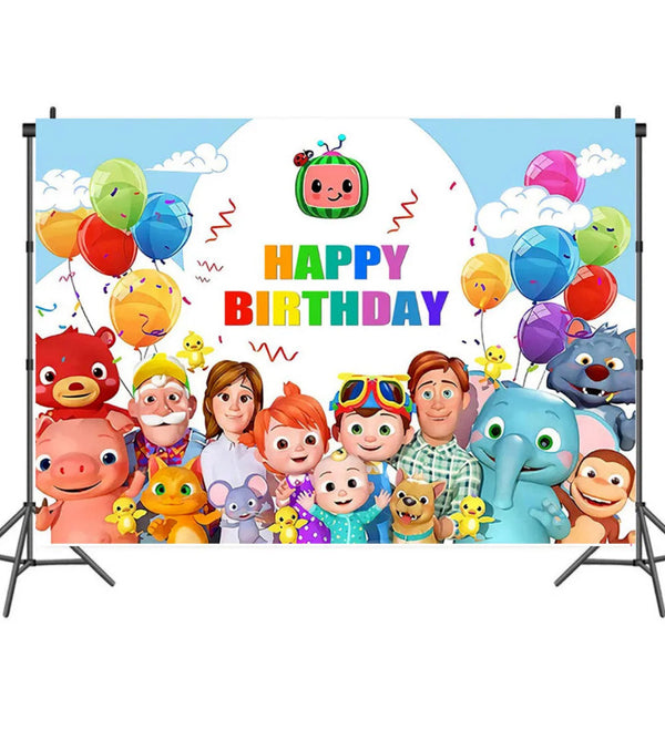 Cocomelon  Tableware Party Supplies Kids Birthday Banner Topper Balloon Plate