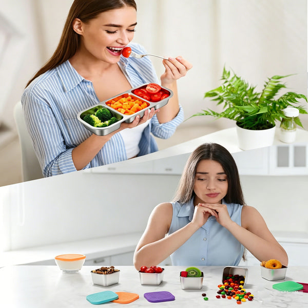 Stainless Steel Snack Container with Lid Lunchbox Food Storage Container 600ml