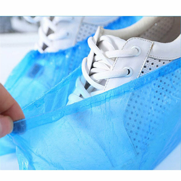 500PCS Disposable Waterproof Shoe Covers Blue Plastic Boot Covers Mud Resistant