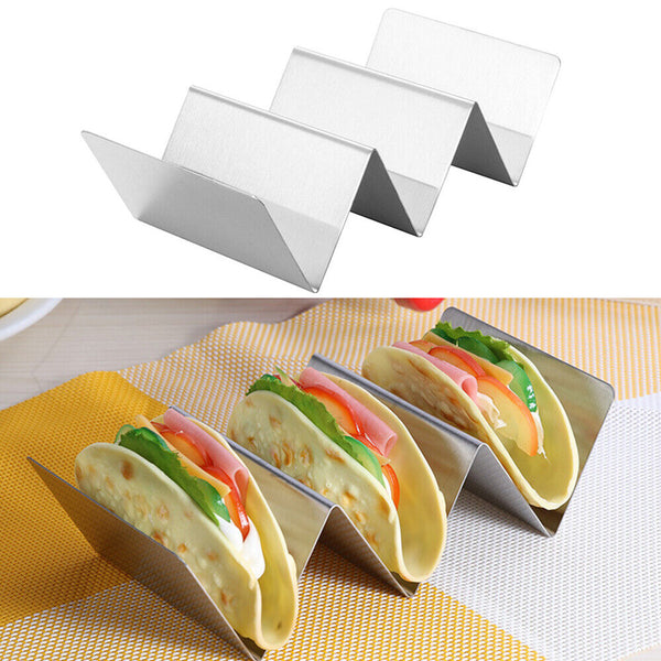 3 Slots Stainless Steel Tray Rack Taco Shell Holder Tortilla Stand Holds Kitchen