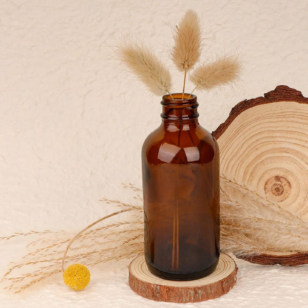 120ml Amber Glass Bottles – Boston Round Storage Bottles with Screw Caps