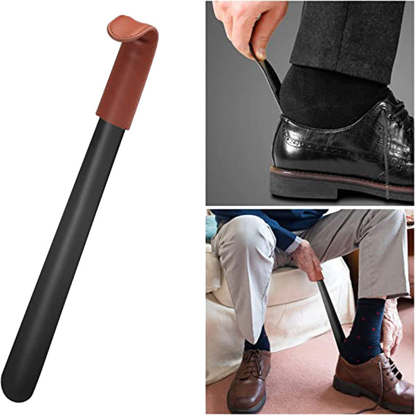 2X Metal Handle Shoehorn Stainless Steel Lifter Tool 42cm Shoe Horn Long Leather