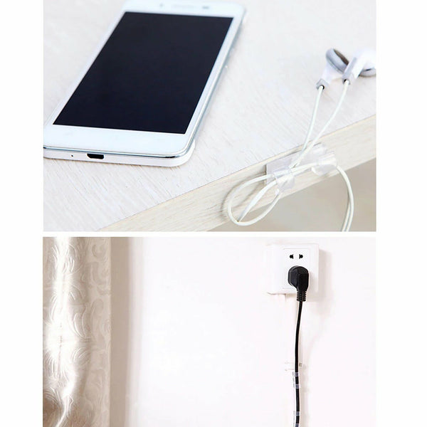 100PCS Cable Clips Management Holder Cord Wire Line Organizer Self-Adhesive AU