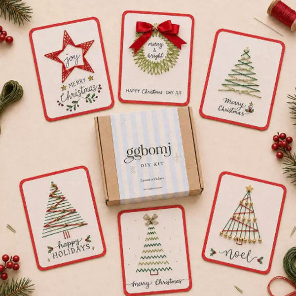 6PCS DIY Hand Embroidery Christmas Thread Cards Stitching Craft Kit