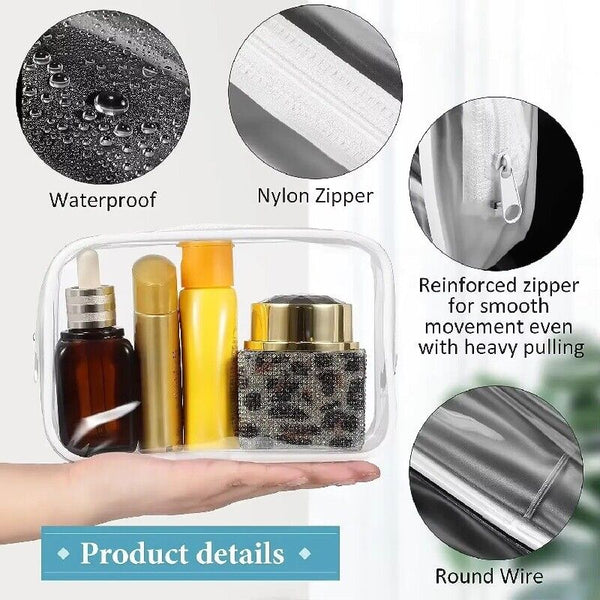 Cosmetic Makeup Toiletry Clear PVC Organizer Travel Wash Bag Holder Set