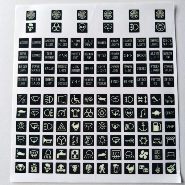 120PCS Circuit Panel Sticker Rocker Switch Label Decal Car Marine Boat Luminous