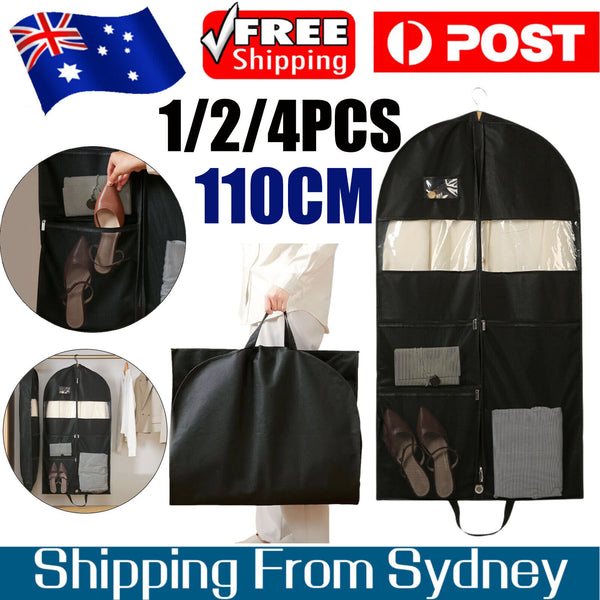 Gusseted Suit Cover Hanging Clothing Cover with 3 Large Mesh Shoe Pockets