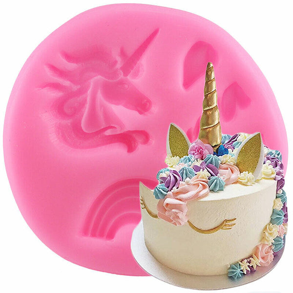 Unicorn Silicone Mould Resin Clay Pendant Fondant Cake Topper Sugarcraft Mold AU