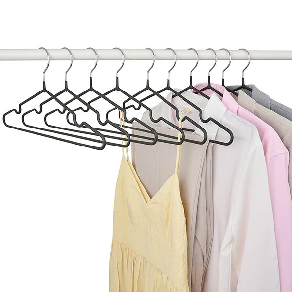 10X Metal Clothes Hangers Non Anti Slip Rubber Coated Wire Suit Coat Hanger