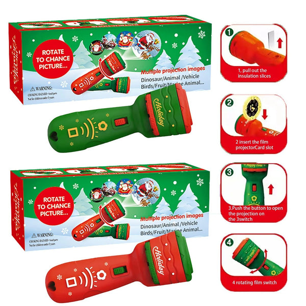 24 Pattern Christmas Slide Projector Handheld Torch Lamp Flashlight Kid Toy Gift