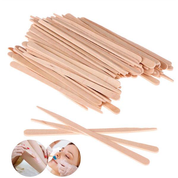 100PCS Wooden Waxing Wax Spread Spatula Sticks Body Hair Removal Disposable girl