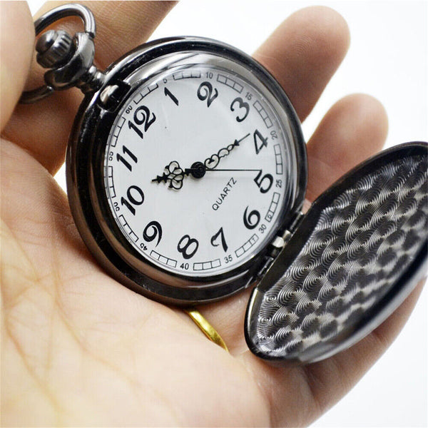 Vintage Steel Quartz Pocket Watch Classic Pocket Watch with Short Chain
